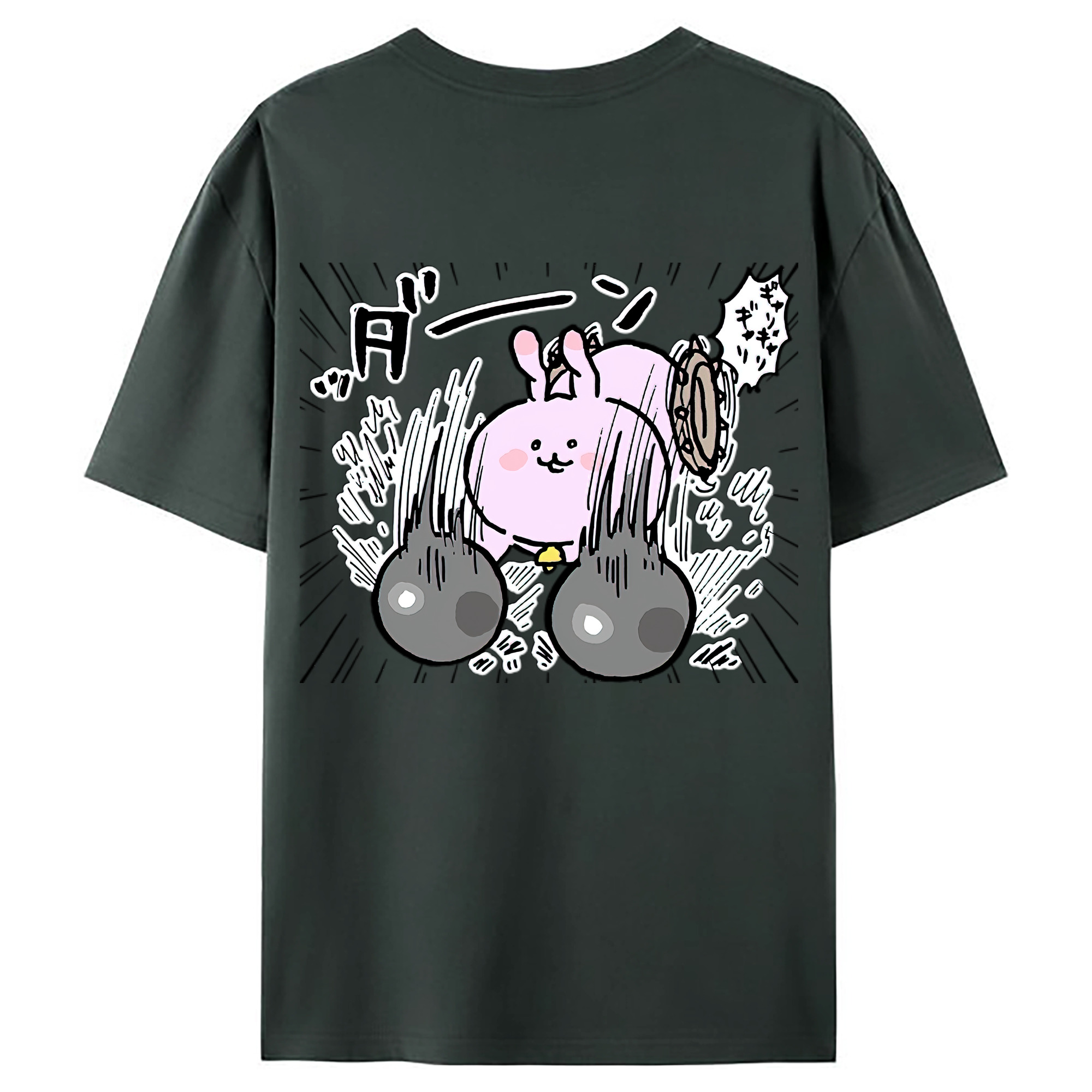 （画像用） ちいかわ うさぎ Chii-kawa usagi 綿100％ メンズ半袖Tシャツ（バックプリント） 通気性